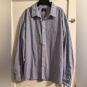 UNTUCKit Blue and White Plaid Shirt